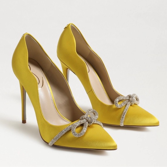 Sam Edelman | Shoes | Sam Edelman Yellow Satin Pumps | Poshmark